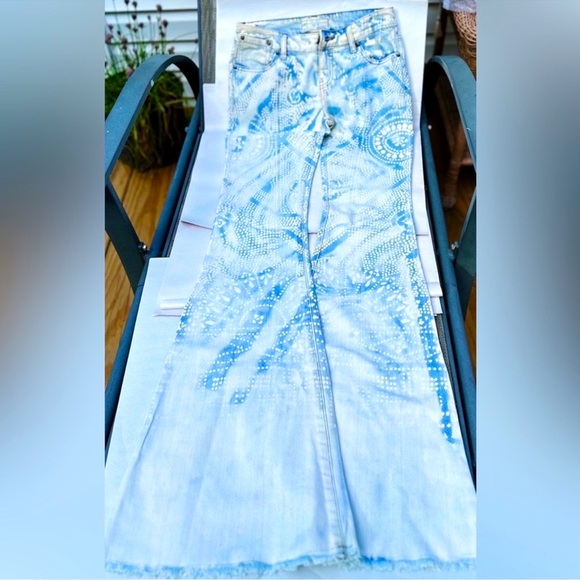 Free People RARE Bali Jeans Bleached Flared Bell Bottoms Boho Hippy Pants 25 - Picture 8 of 13